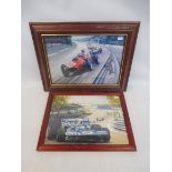 Two framed prints: Phil Hill by Michael Turner (1982), Ferrari, Italian Grand Prix, Monza, 1960