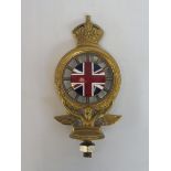 A Royal Automobile Club full member badge, open crown version type 5, plain brass with enamel