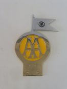 An AA large version committee badge, type 3A, stamped OC3, produced 1951-1966, chrome plated