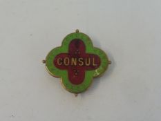 A rare Auto Cycle Union 'Consul' 1903 green and red enamel lapel badge, in good condition.