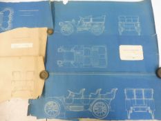 A selection of blueprints/scale drawings relating to the Veteran CEF coachbuilder R.Ingleton