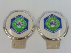 Two RAC Auto-Cycle Union Training Scheme Instructor's badges, type 2 and Regional 2.