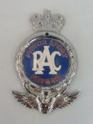 An RAC Motor Sport Member car badge, type 4, 1955 - early 1960s, radiator type, chrome plated