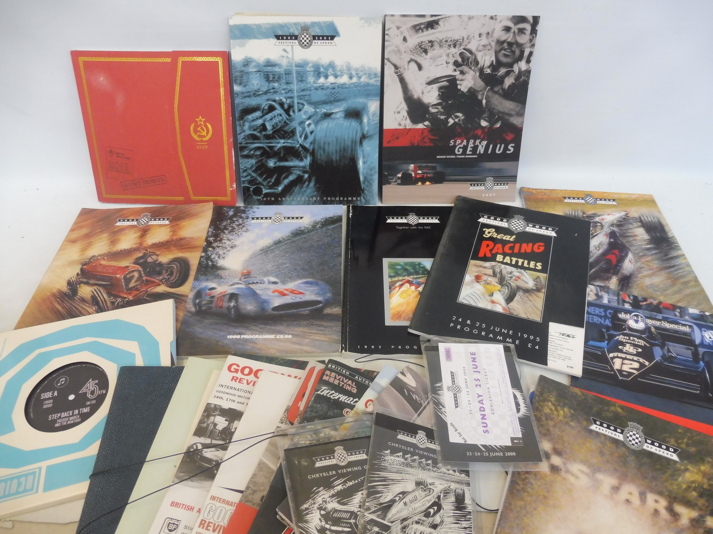 A box of assorted Goodwood related memorabilia and ephemera including tickets and programmes.