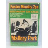 An original circa 1960 Mallory Park advertising poster, 19 3/4 x 29 1/2".