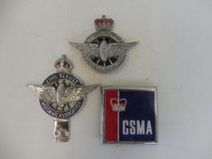 A Civil Service Motoring Association Series type 3 car badge, circa 1930s, chrome plated brass and