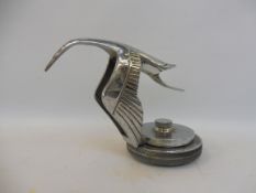 A Hispano Suiza style 'stork' mascot, after Francois Bazin, mounted on a radiator cap.