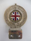 A large Royal Automobile Club Associate car badge with excellent enamel union jack centre, dashboard