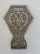 An AA light commercial badge, stamped V71764, small type 1, early 1930s chrome plated brass,