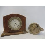 Two Smiths silver faced eight day car clocks.