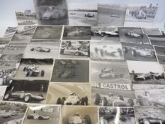 Approximately 50 car photgraphs, images of old single seater racing cars, mostly unstamped but