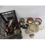 A crate of assorted lamps, lenses etc to include headlamp glasses.