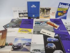 A quantity of German car brochures including Auto Union, BMW, Volkswagen etc.