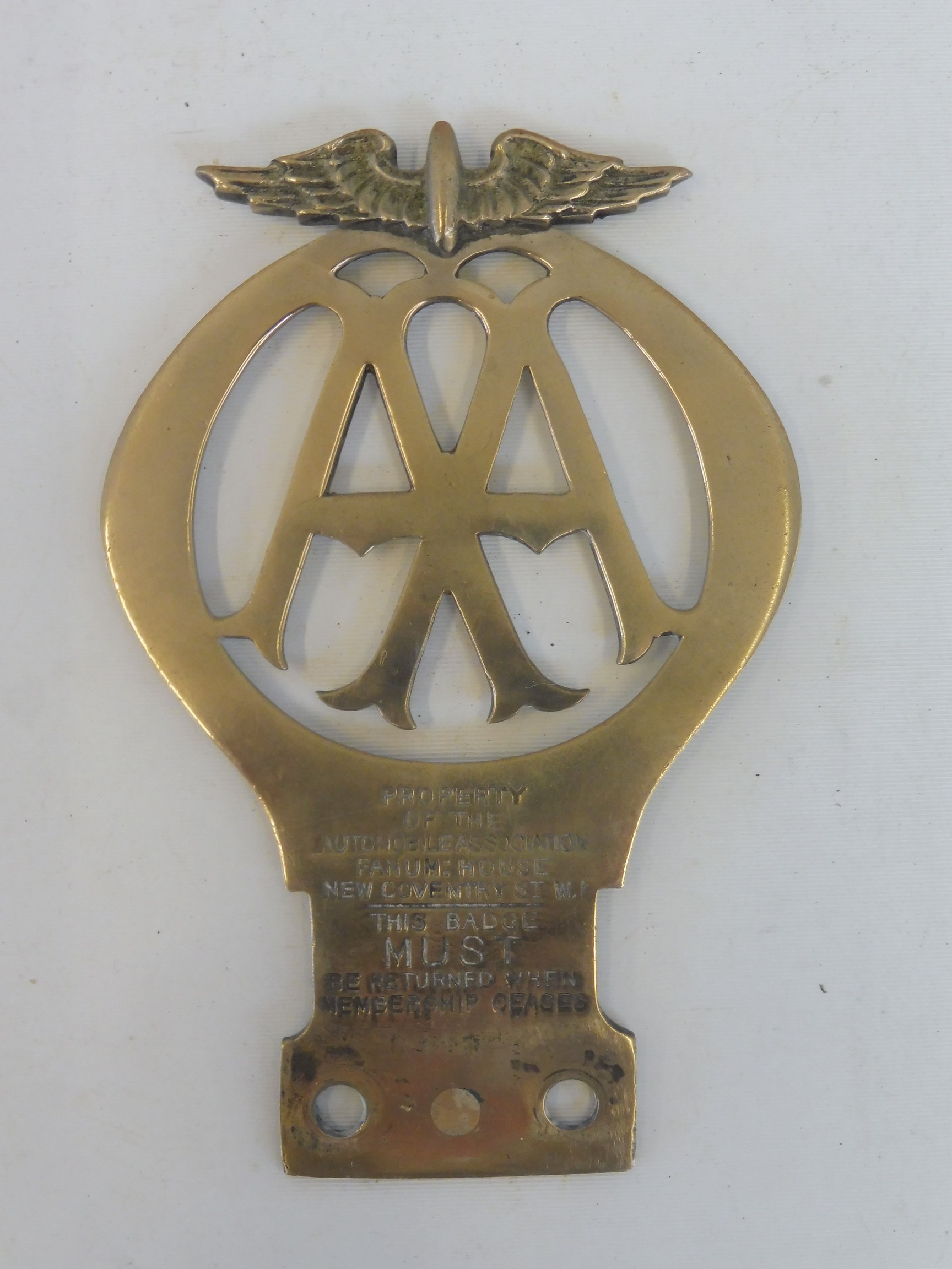 An AA type 1A car badge, nickel, no. 602723, circa 1926. - Image 3 of 3