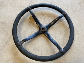 An original Ford Model T steering wheel, fully stamped Ford T-902-D2 A.