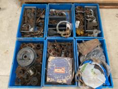 Six boxes of mainly Morris mechanical parts etc.