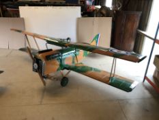 A large scratch built 1/4 scale model of a Royal Aircraft Factory SE5a fighter bi-plane, designed