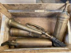 A box of fire extinguishers plus a bulb horn.