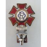 An Order of the Road Series 1 type 1B car badge, with 29 Year Driver attachment, circa 1929-30s,