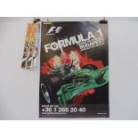 A Formula 1 Budapest 2005 advertising poster, signed with dedication, 18 3/4 x 26 1/2" plus two 2007