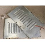 A pair of aluminium bonnet side panels with louvres, believed made for a Bullnose Morris.