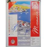 A 1991 Monaco Grand Prix poster, signed, 16 1/2 x 23 1/2".