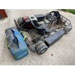A Stratos go kart fitted with a Honda GX120 engine, plus spare wheels.