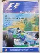 A 1995 Monaco Grand Prix poster, signed, 16 1/2 x 23 1/2".