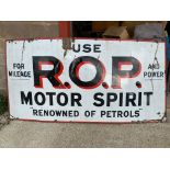 A very large R.O.P. (Russian Oil Products) Motor Spirit rectangular enamel sign, 96 x 48".