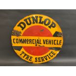 A rare Dunlop Commercial Vehicle Tyre Service circular double sided enamel sign, 25" diameter.