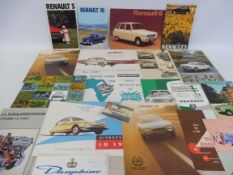 A selection of French brochures including Simca, Renault, Peugeot, Citroen etc.