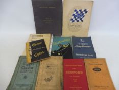 A selection of literature and handbooks relating to Wolseley Hornet, Opel, Ford, Triumph