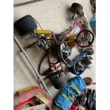 A go kart kit of parts, spare chassis, stamped Europa 125, spare wheels, body parts etc.