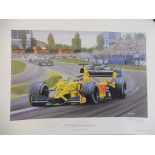 Andrew Kitson - a limited edition print titled 'Takuma's F1 Debut 2002', signed by Takuma Sato and