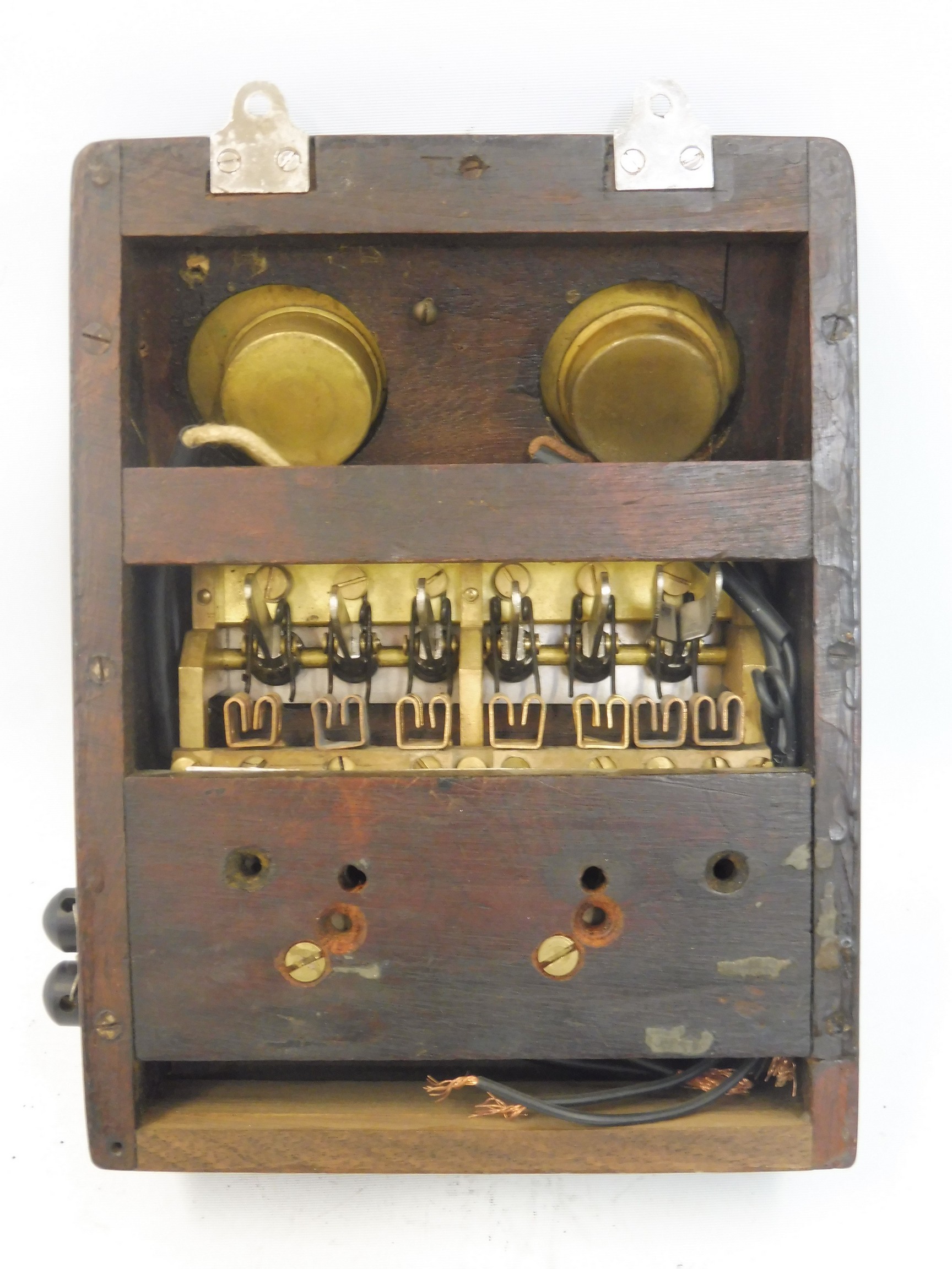 An Edwardian CAV bulkhead mounted switch panel, showing a voltmeter adjacent to an ammeter, above - Image 5 of 5