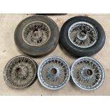 A set of five Jaguar XK150 wire wheels.