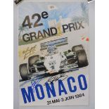 A 1984 42nd Monaco Grand Prix poster, signed, 15 3/4 x 23 1/2".