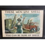 An original Shell advertising poster titled 'Three Men Use Shell' after an artwork by A. Cantor,