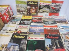 An extensive collection of Autocar magazines in three boxes from the 1960s.