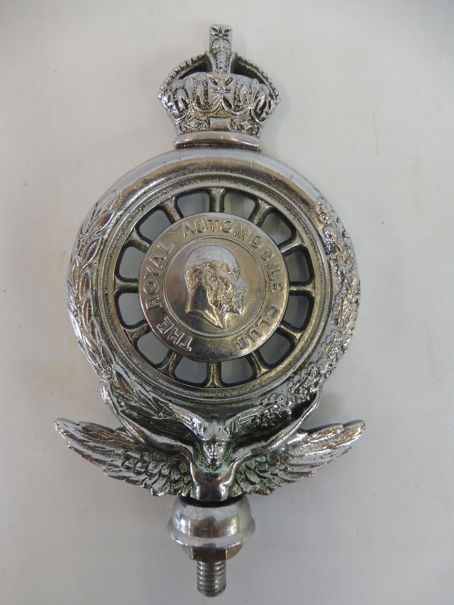 A large Royal Automobile Club full member car badge, chrome plated solid brass, with oblong enamel - Image 2 of 2