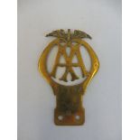 An AA Motorcycle type 1A badge, brass, no. 85186, circa 1913.