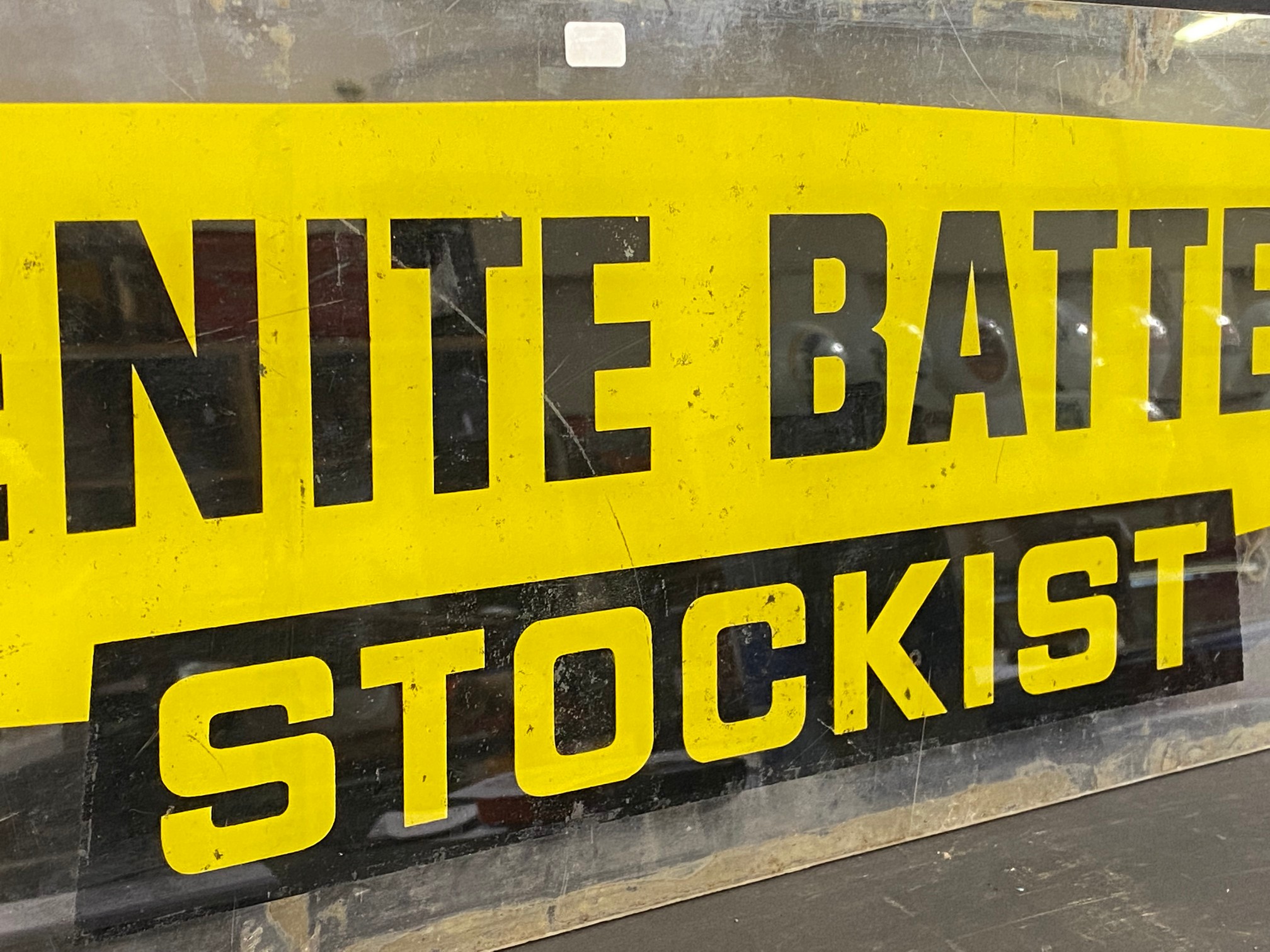 A Dagenite Batteries 'Stockist' rectangular perspex showroom sign, 36 x 9". - Image 2 of 2