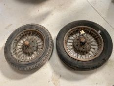 Two Wolseley 18" wire wheels.