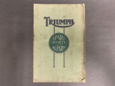A Triumph Spare Parts and Repairs list for 1925.