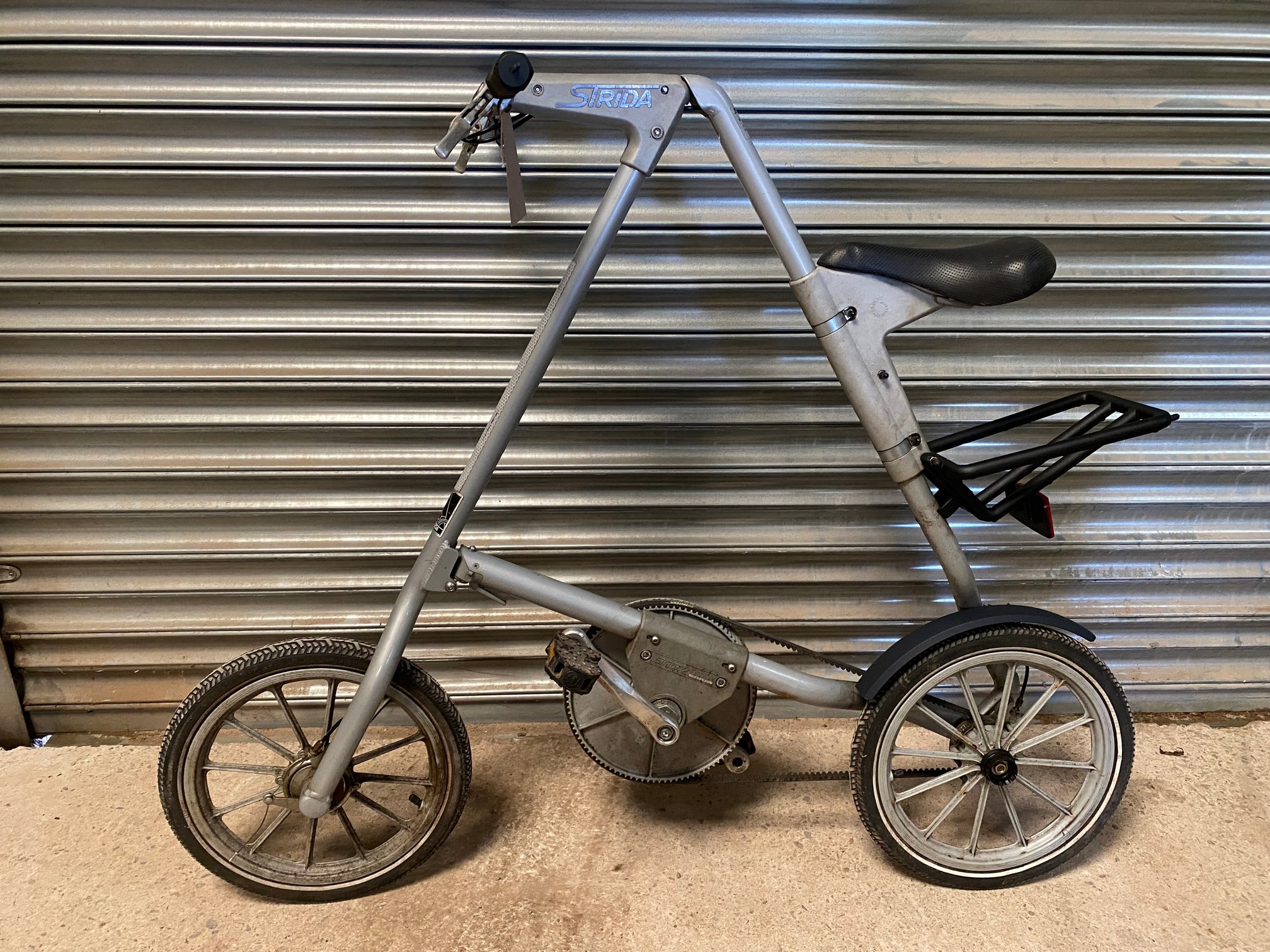 A Strida bicycle.