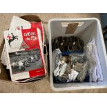 A box of Ariel Arrow/Leader parts including heads and a box of Ariel club periodicals.
