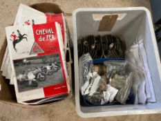 A box of Ariel Arrow/Leader parts including heads and a box of Ariel club periodicals.