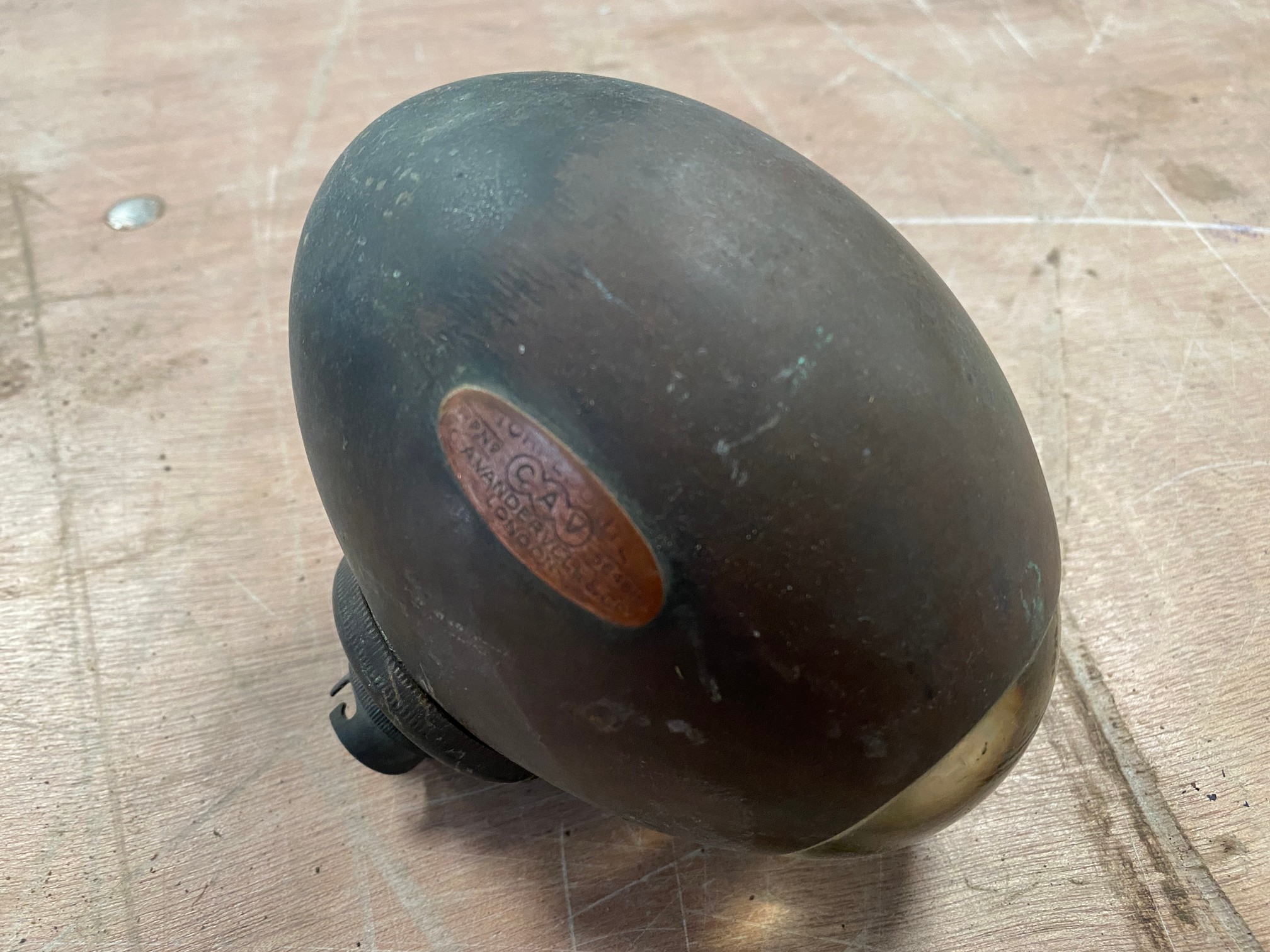 An early CAV electric torpedo shaped sidelamp with bullseye lens.