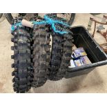 Two front and two rear Motocross tyres, some nos (for display purposes only), plus a box of inner