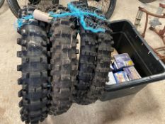 Two front and two rear Motocross tyres, some nos (for display purposes only), plus a box of inner